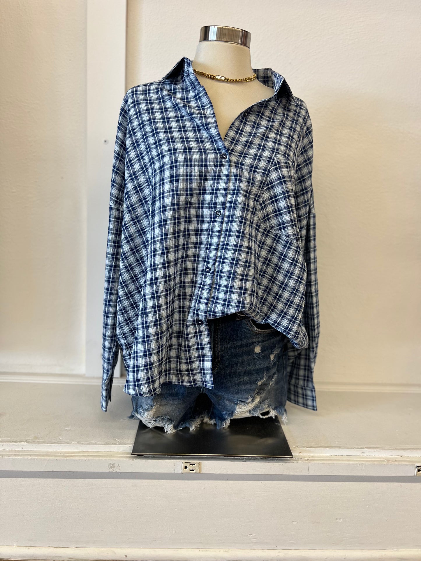 Blueberry Plaid Breeze Top