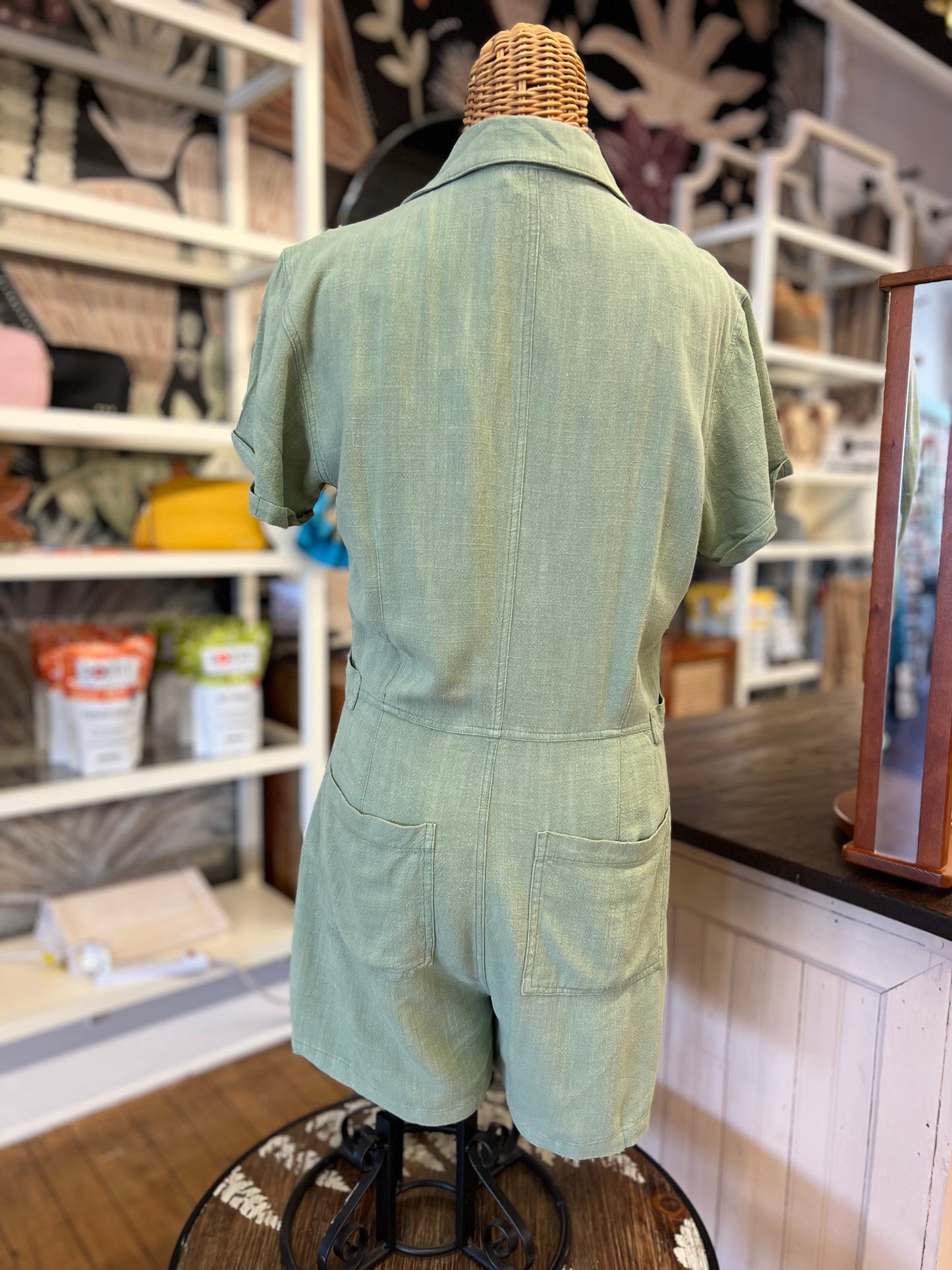 Adventures To Come Linen Romper | Sage
