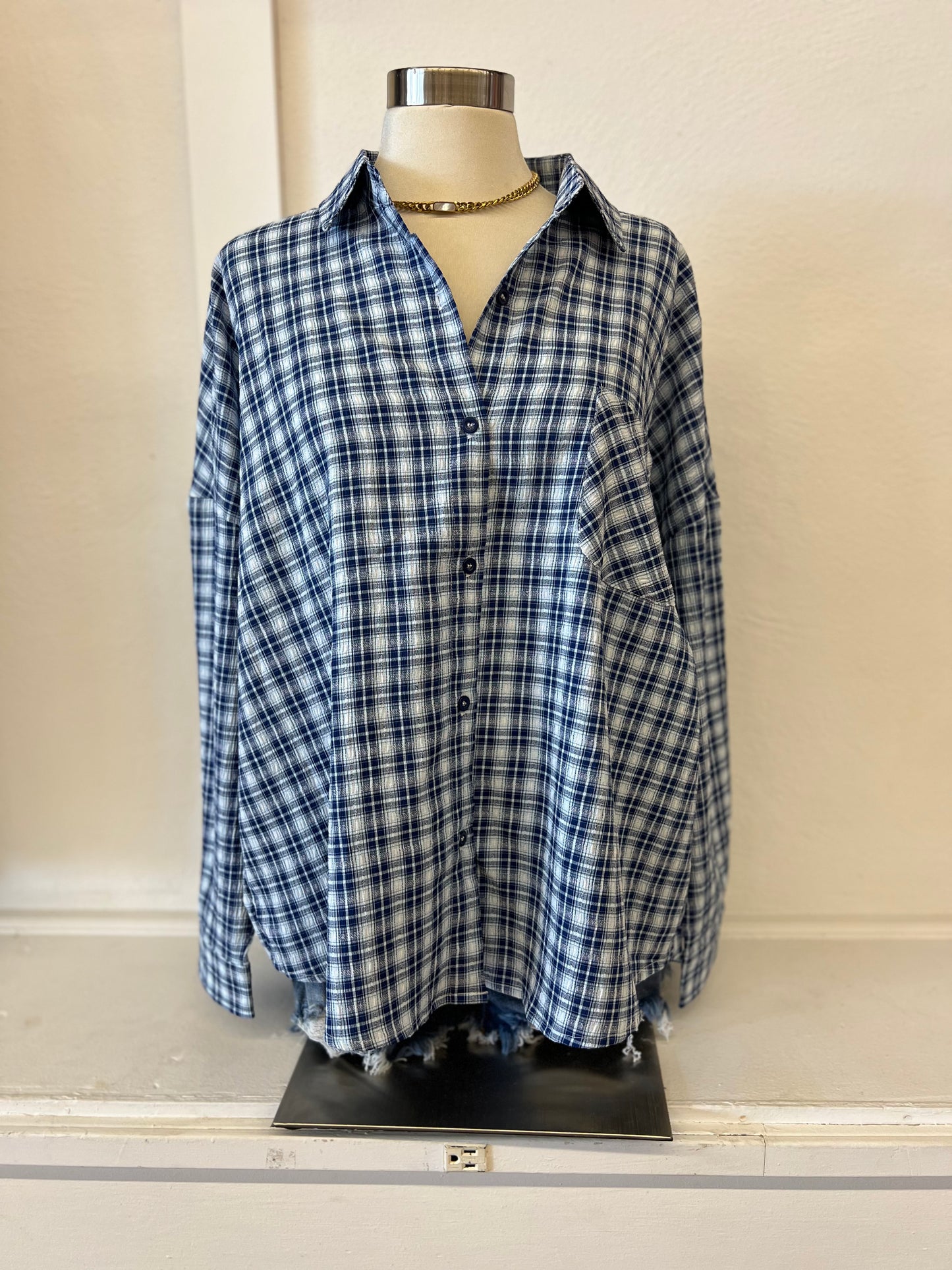 Blueberry Plaid Breeze Top