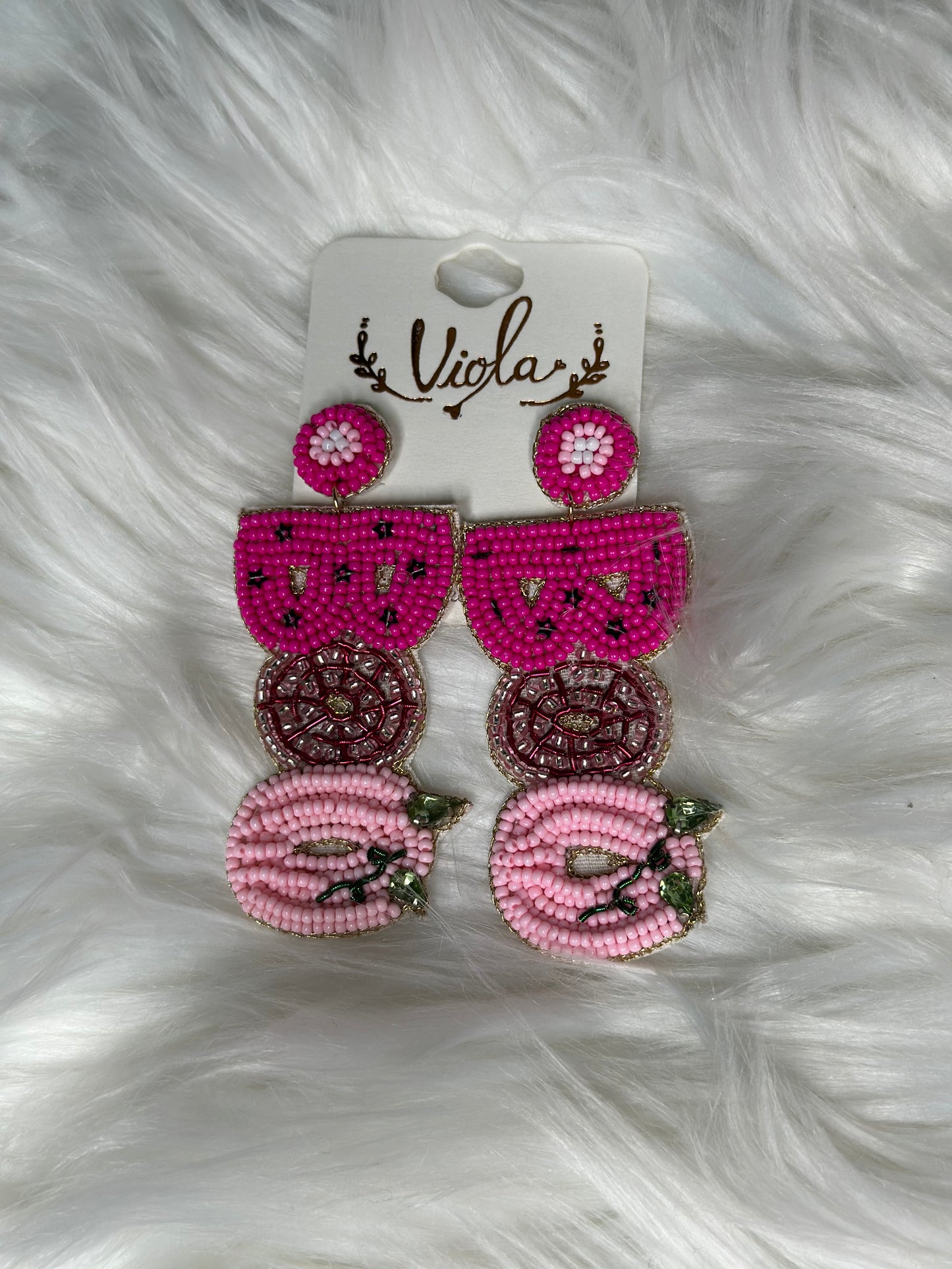 Pink BOO Seed Beaded Earring