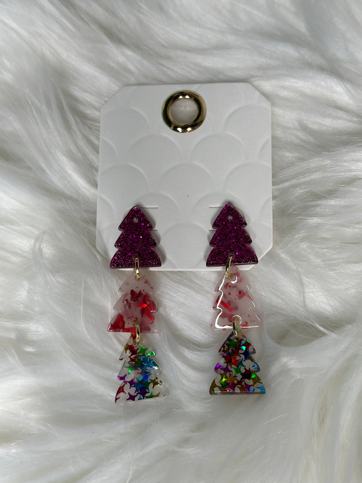 Three Tree Confetti Earring