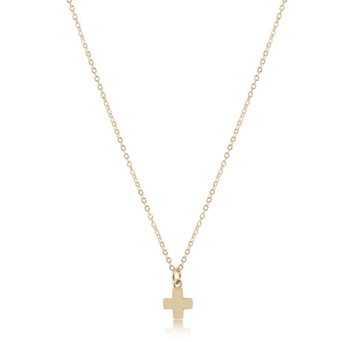16" Necklace Gold - Signature Cross Small Gold Charm (flat)