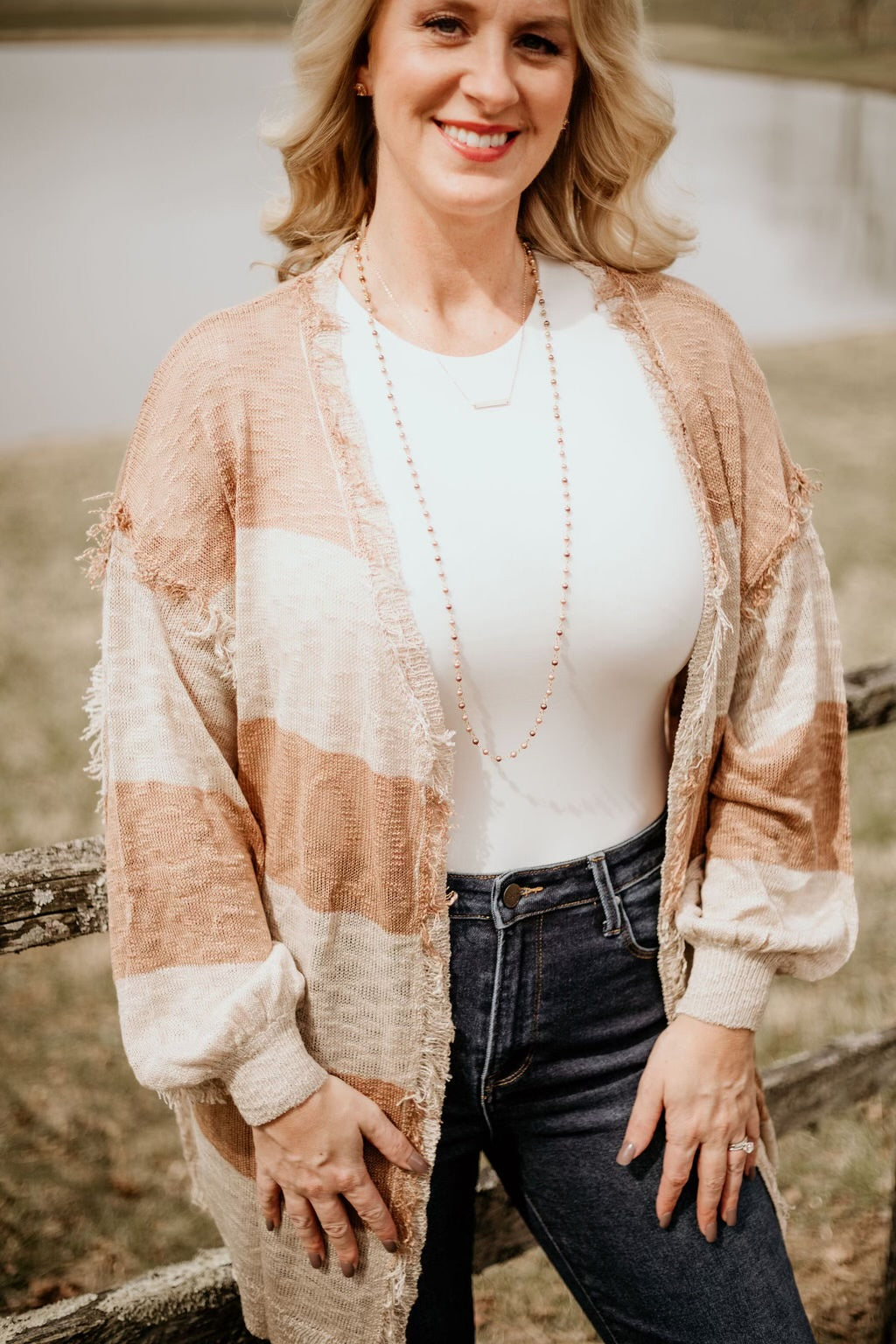 Striped Fringe Cardigan