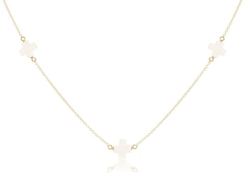 eNewton 17" Choker Simplicity ChainGold - Signature Cross Off-White