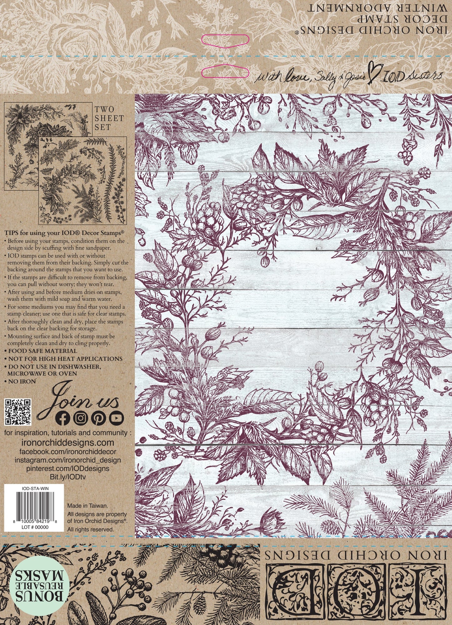 Winter Adornment IOD 12X12 Stamp