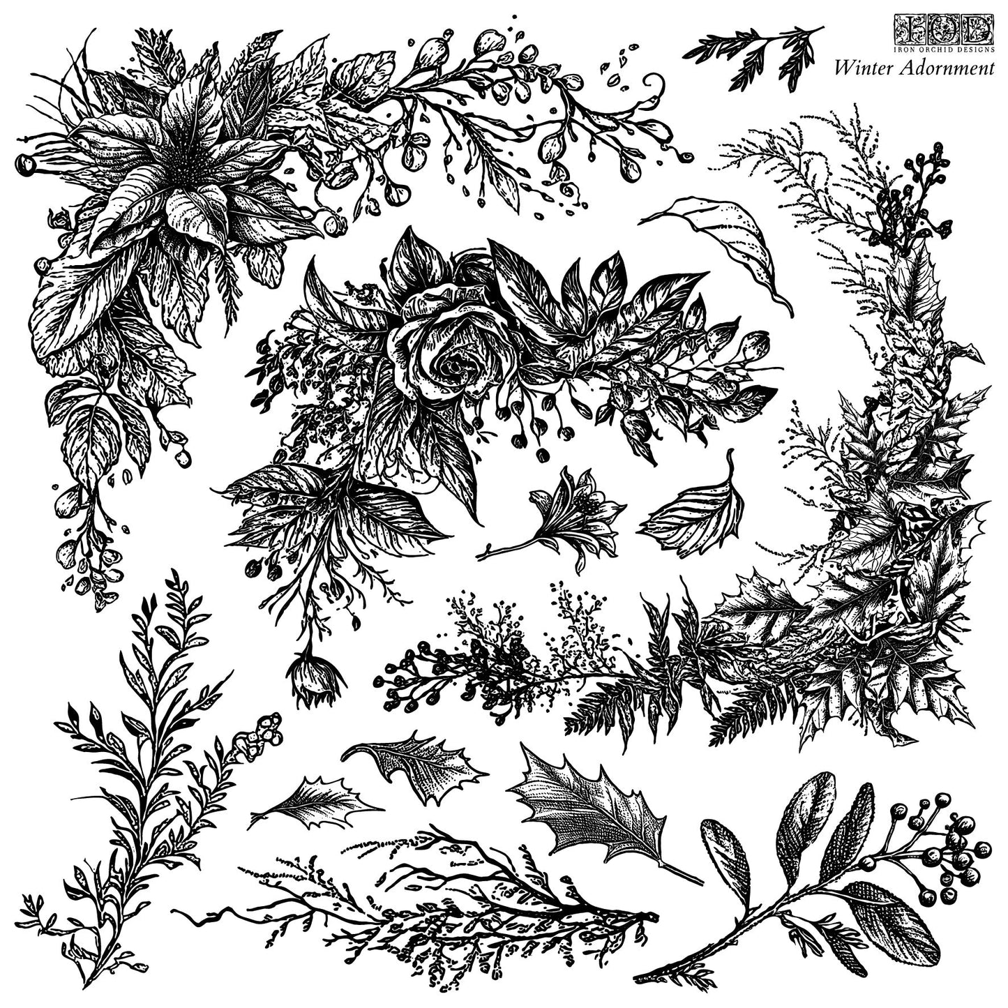 Winter Adornment IOD 12X12 Stamp