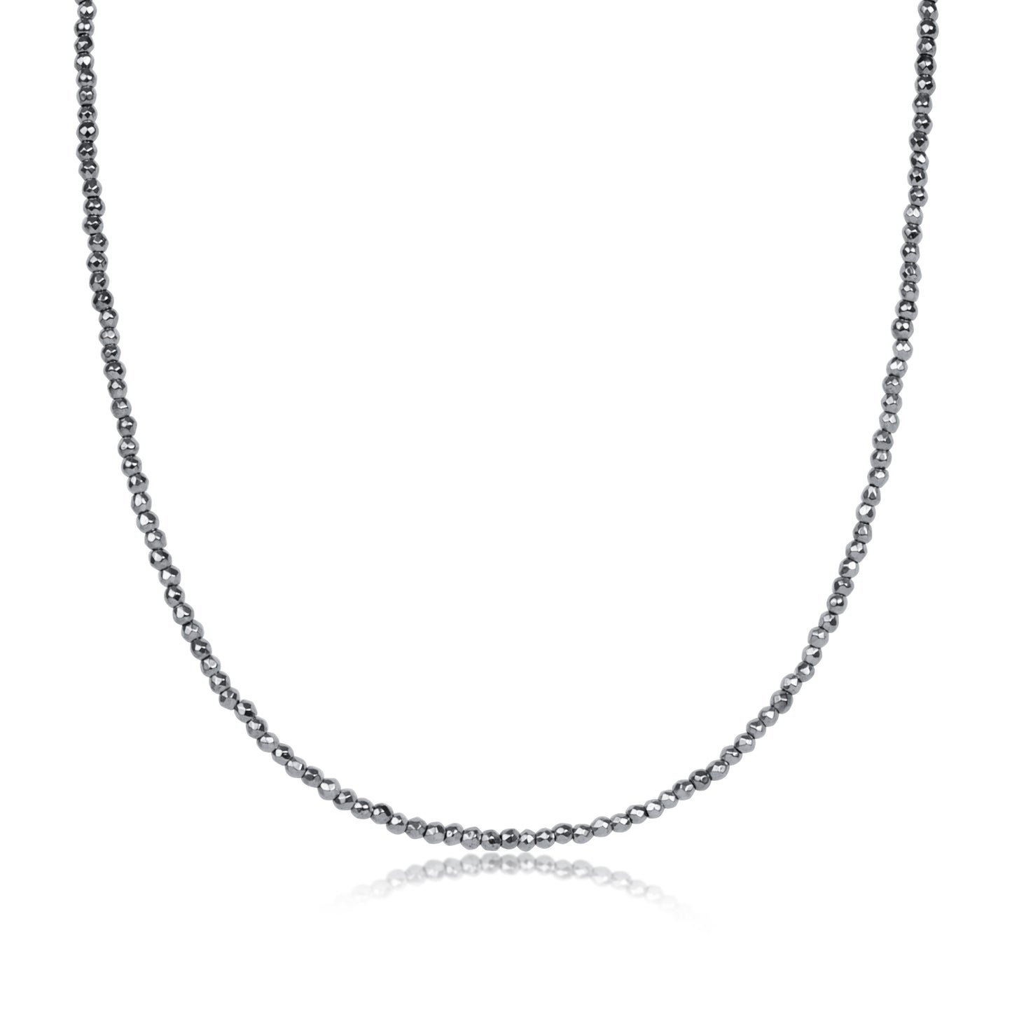 eNewton 17" Choker Silver FacetedHematite 2Mm Bead