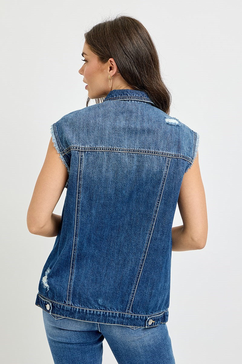 Riley Distressed Denim Vest