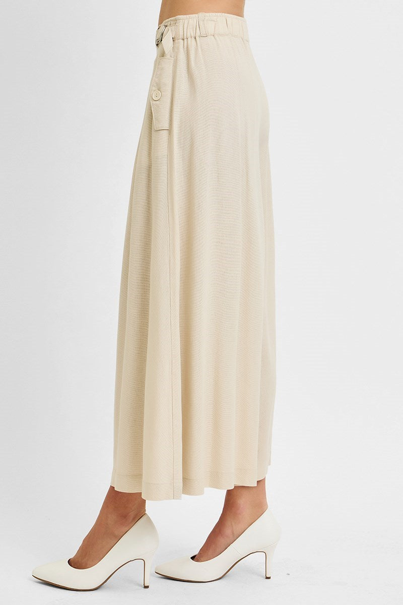 Elora Linen Crop Pants | Taupe