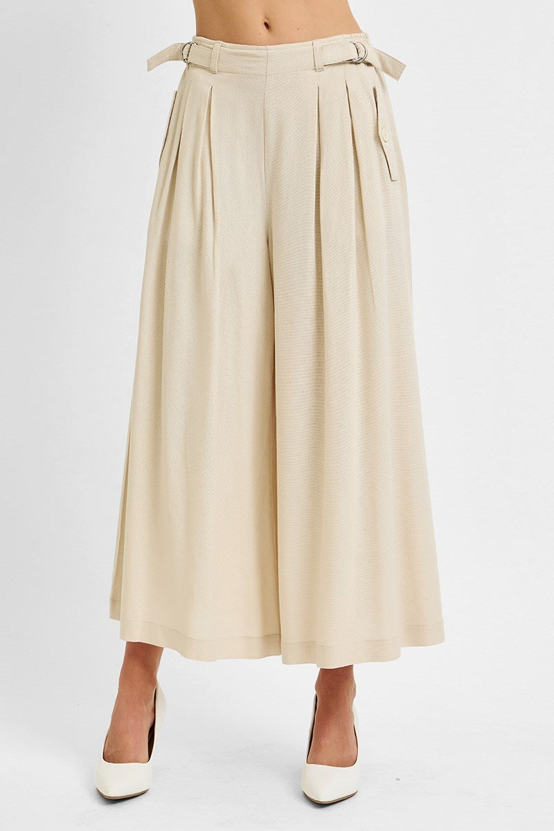 Elora Linen Crop Pants | Taupe