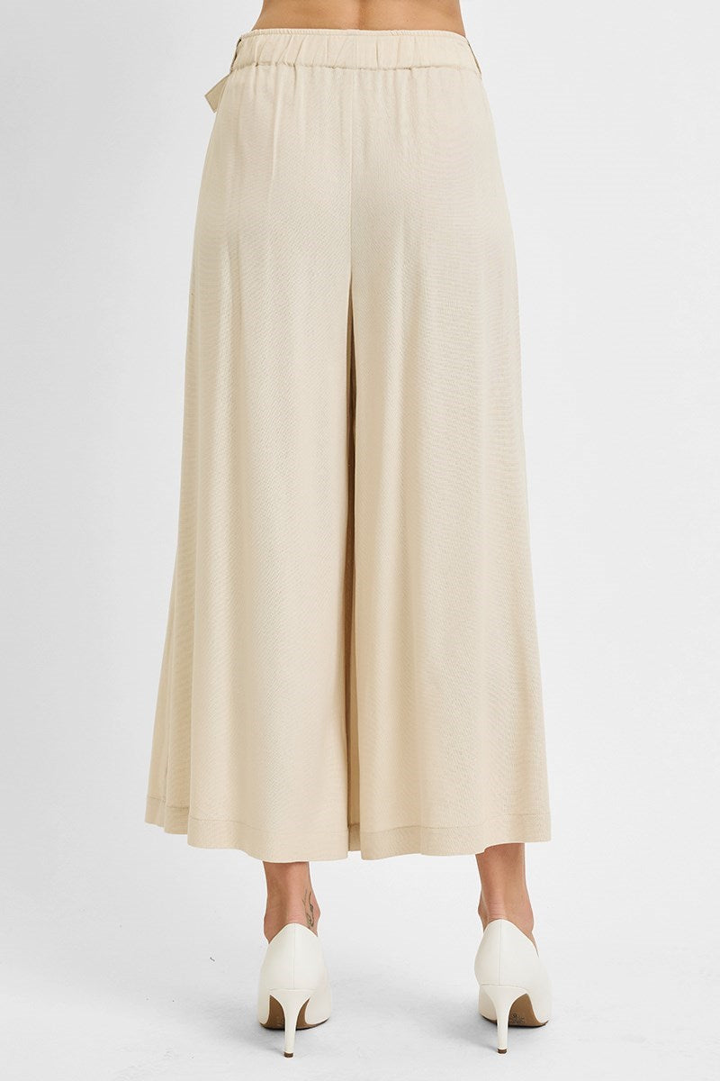 Elora Linen Crop Pants | Taupe