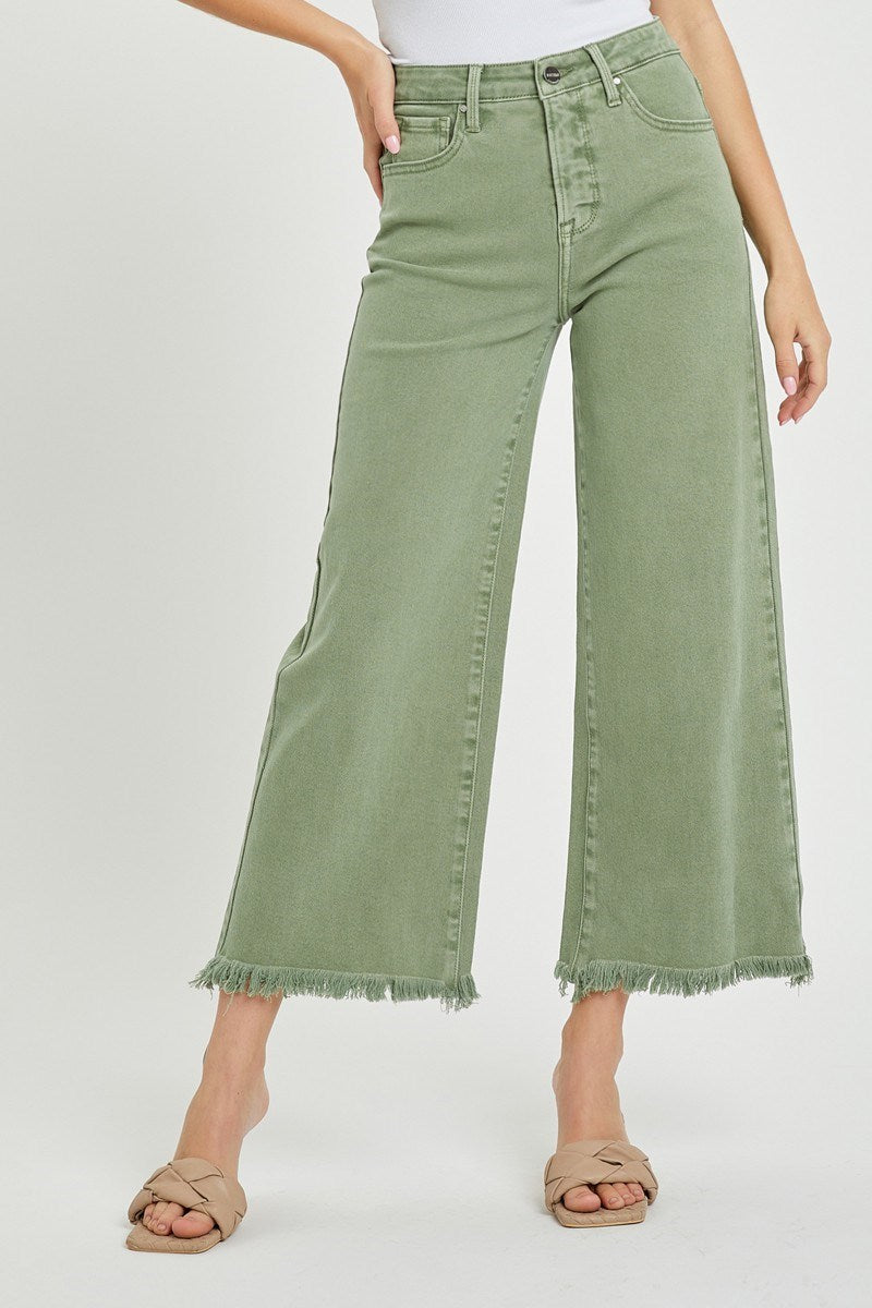 Plus Olivia Wide Leg Crop Jeans | Olive