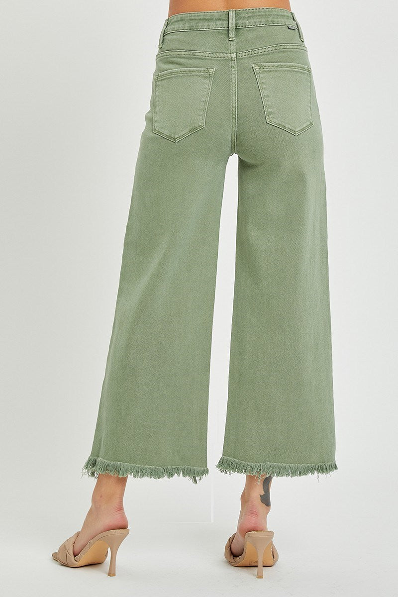 Plus Olivia Wide Leg Crop Jeans | Olive