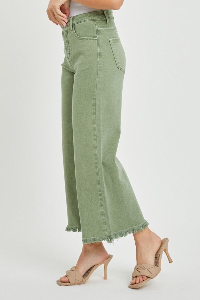Plus Olivia Wide Leg Crop Jeans | Olive