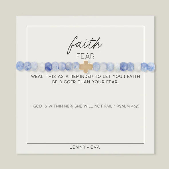 Faith Over Fear Cross Stretch Bracelet