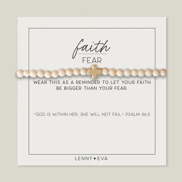 Faith Over Fear Cross Stretch Bracelet