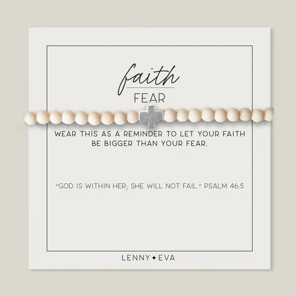 Faith Over Fear Cross Stretch Bracelet