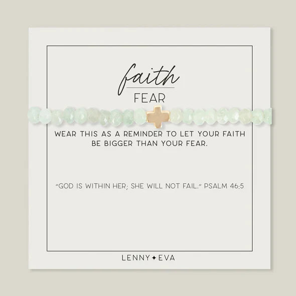 Faith Over Fear Cross Stretch Bracelet