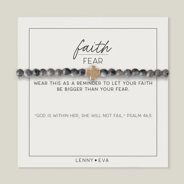 Faith Over Fear Cross Stretch Bracelet