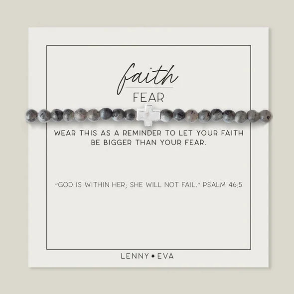 Faith Over Fear Cross Stretch Bracelet