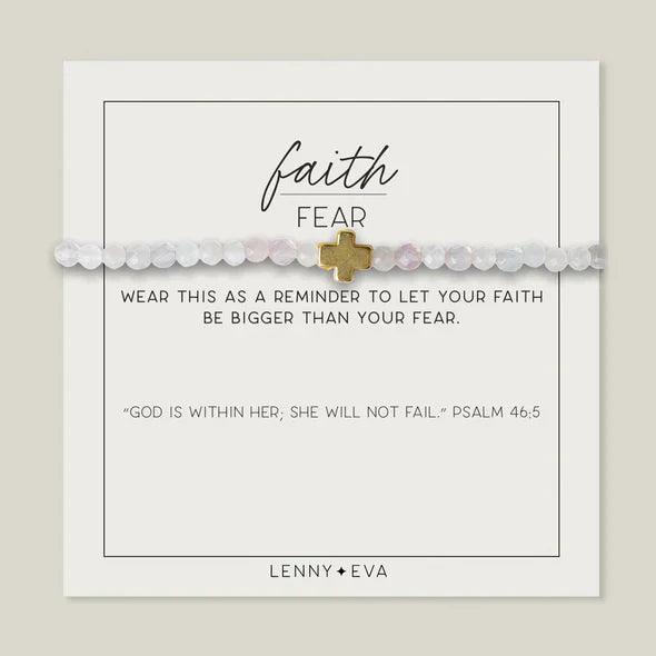 Faith Over Fear Cross Stretch Bracelet