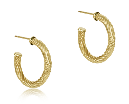eNewton - Round Gold 1.125" Post Hoop - 4Mm - Textured Twist