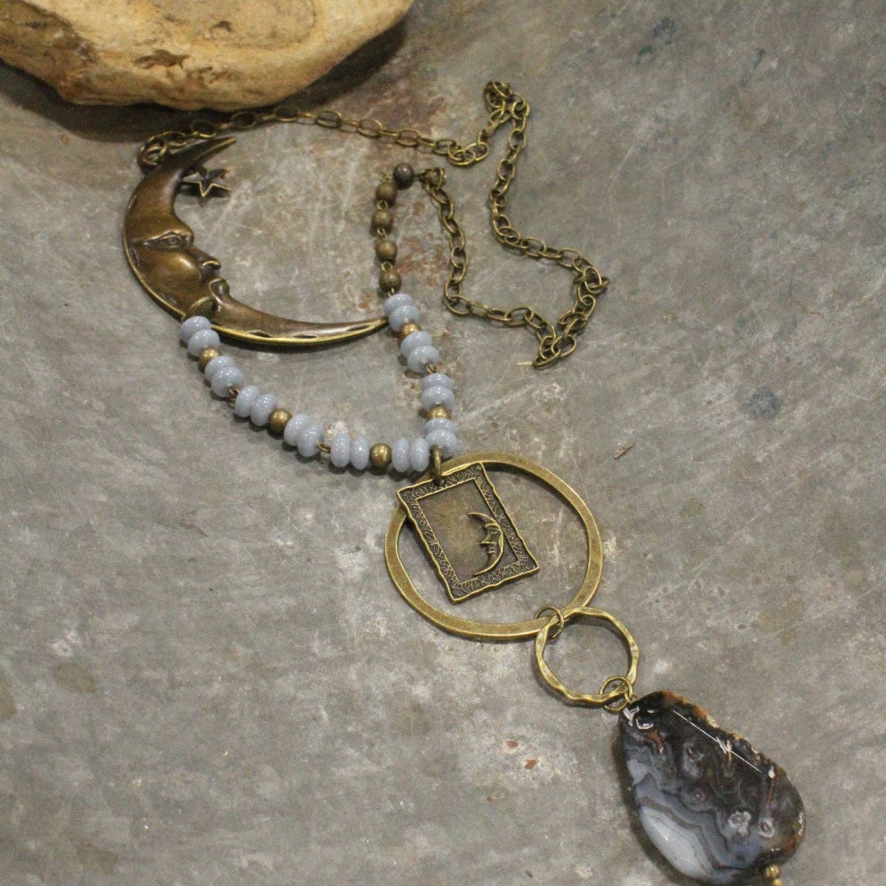 A Moonlit Night Bronze Stone Drop Necklace