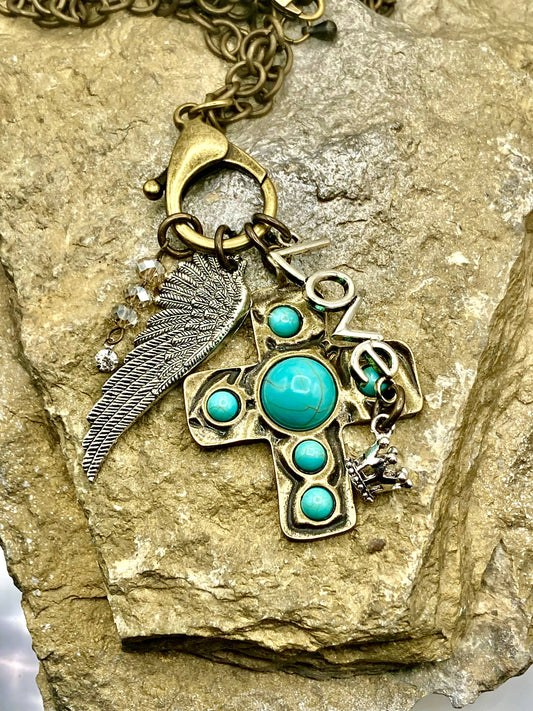 Vintage Cross Charm Necklace