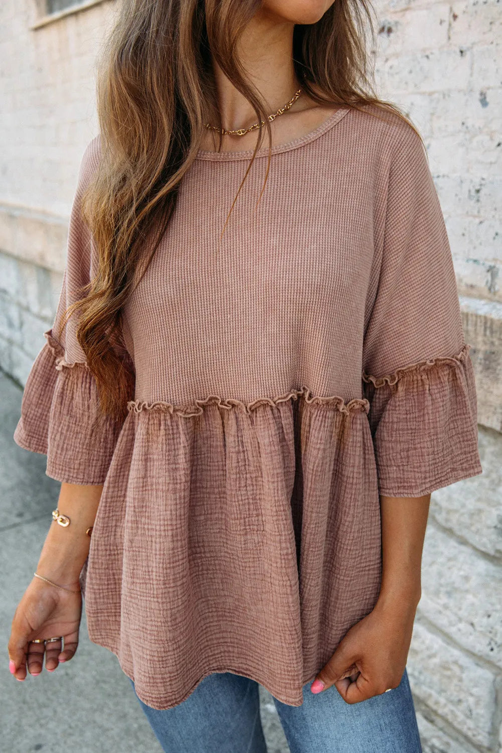 Textured Peplum Top