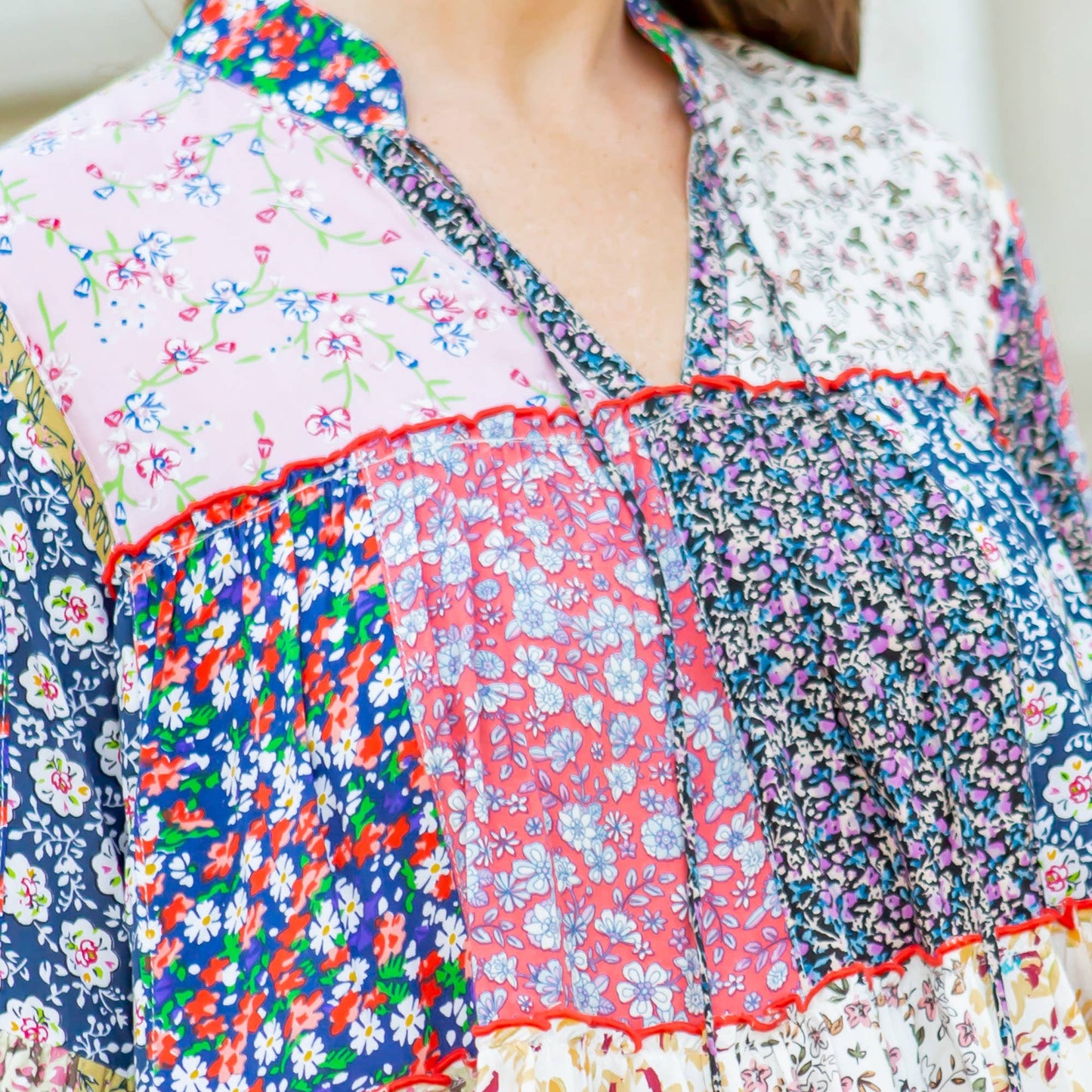Artisitic Fusion Jhabla Top | Blue Pink