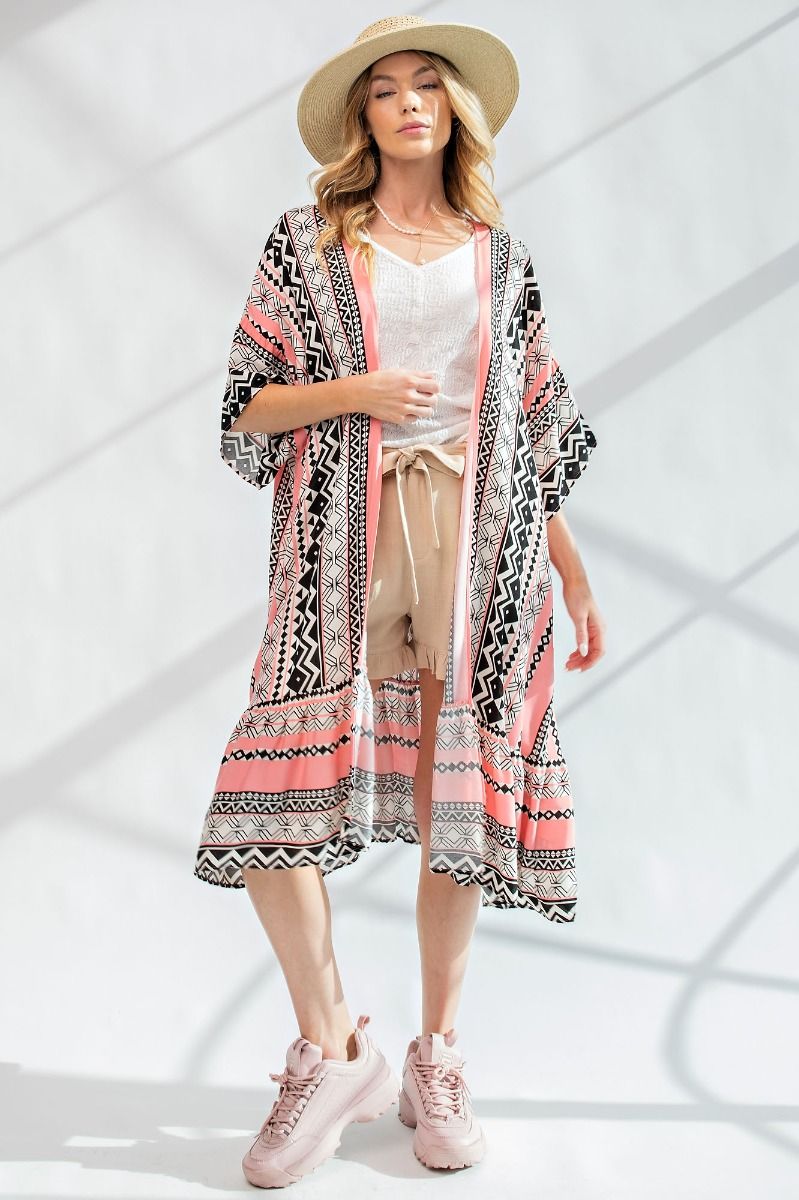 She's A Warrior Kimono | Coral