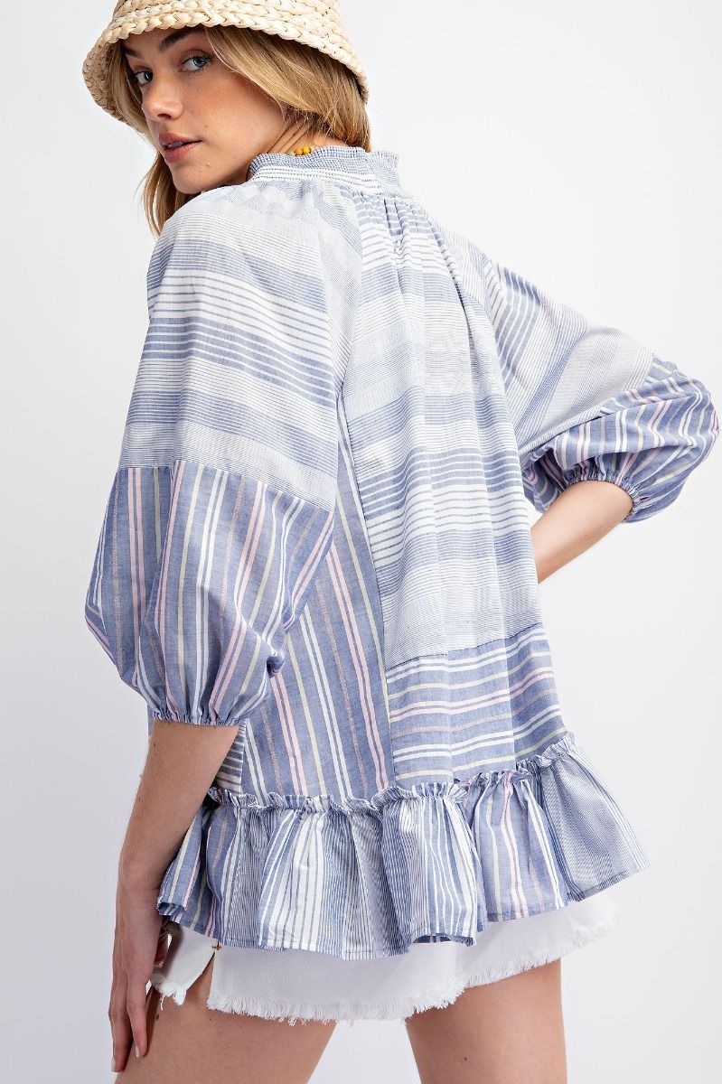 Azure Breeze Striped Top