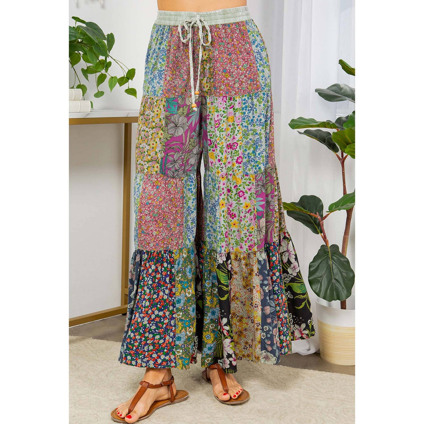 Boho Patchwork Tiered Pants