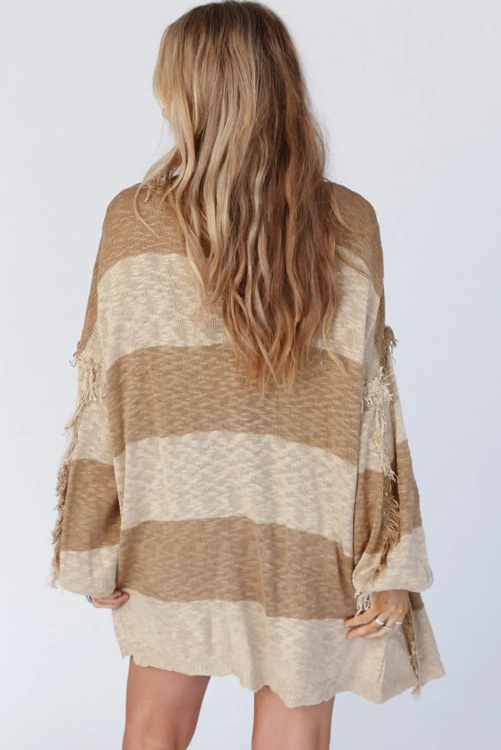 Striped Fringe Cardigan