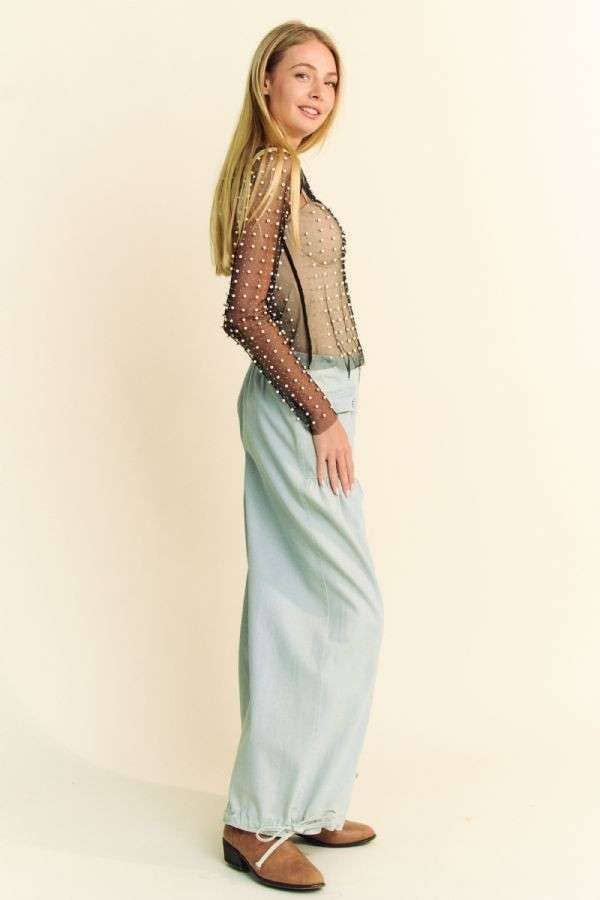 Bead and Pearl Mesh Top