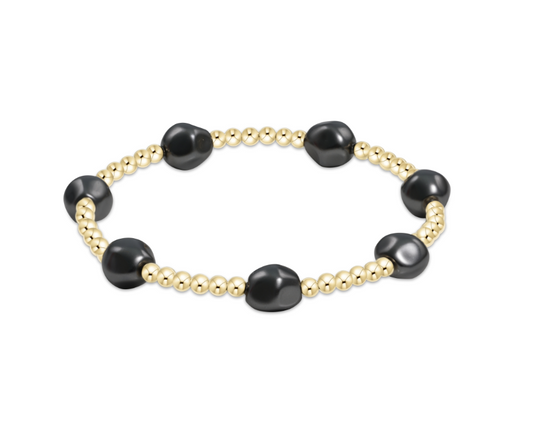 Admire Gold 3mm Bead Bracelet - Pearl - Dark Grey