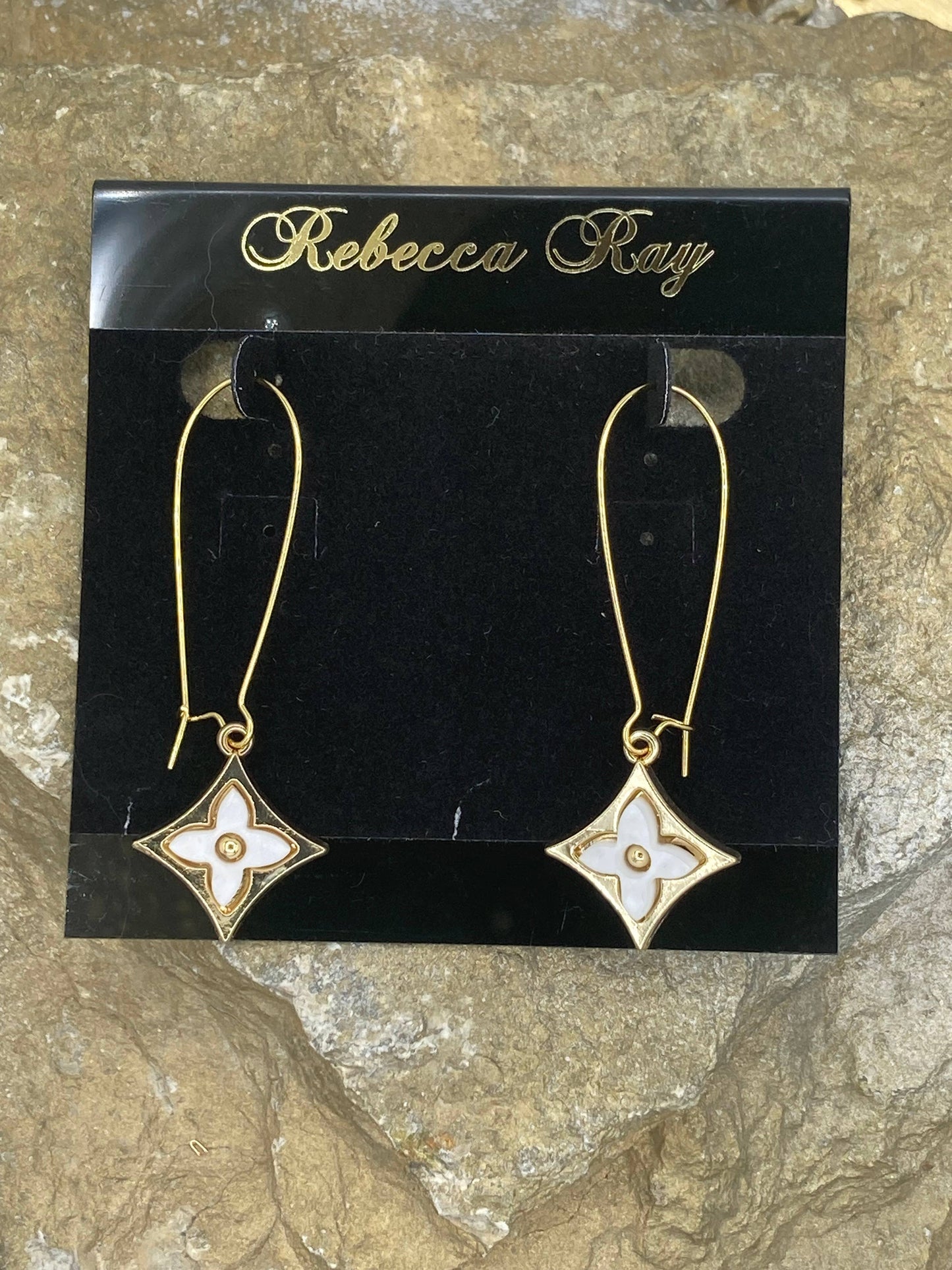 Gold Pearl Clover Earring Drop