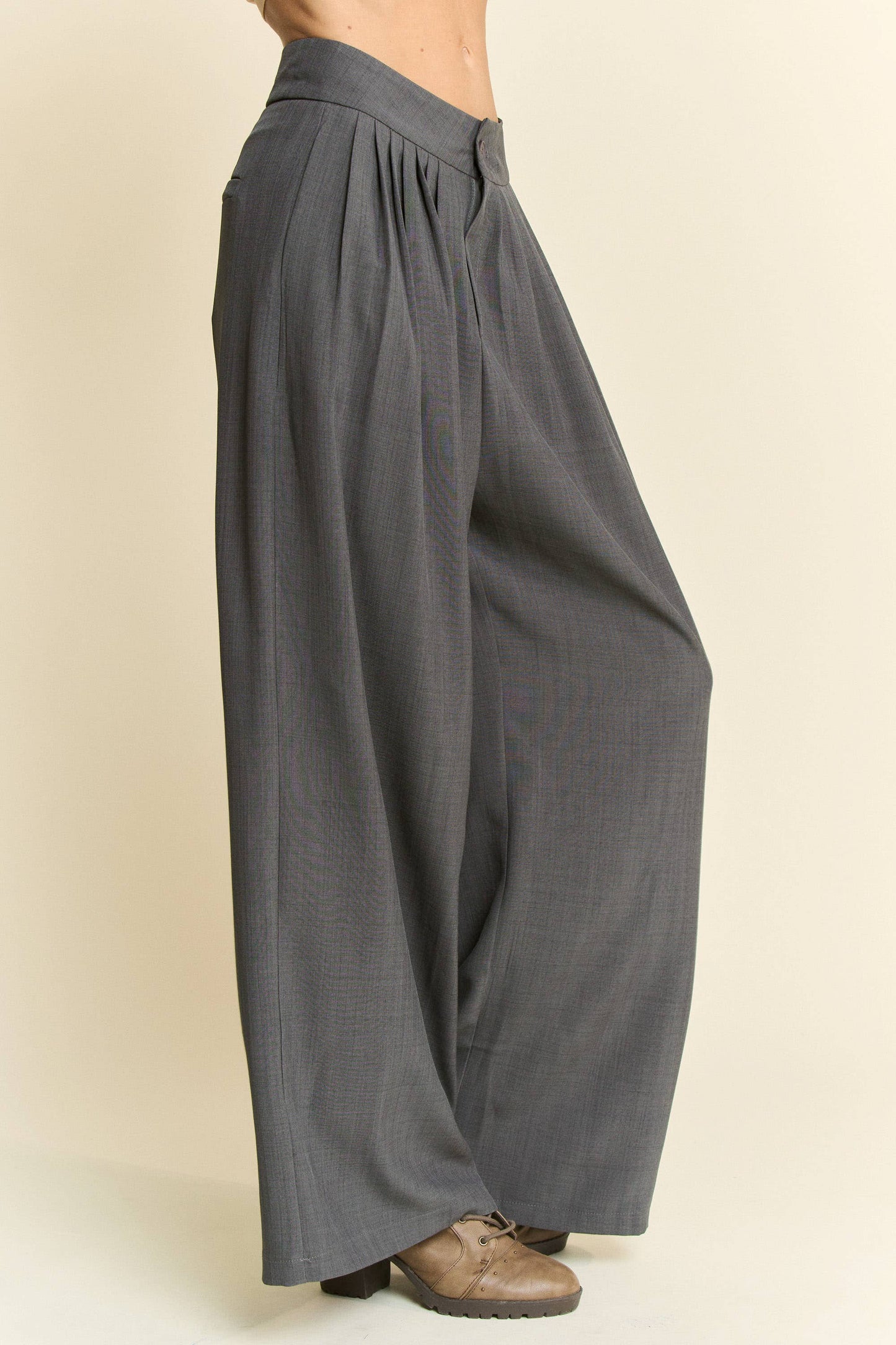 Wide Leg Trouser Pants | Grey