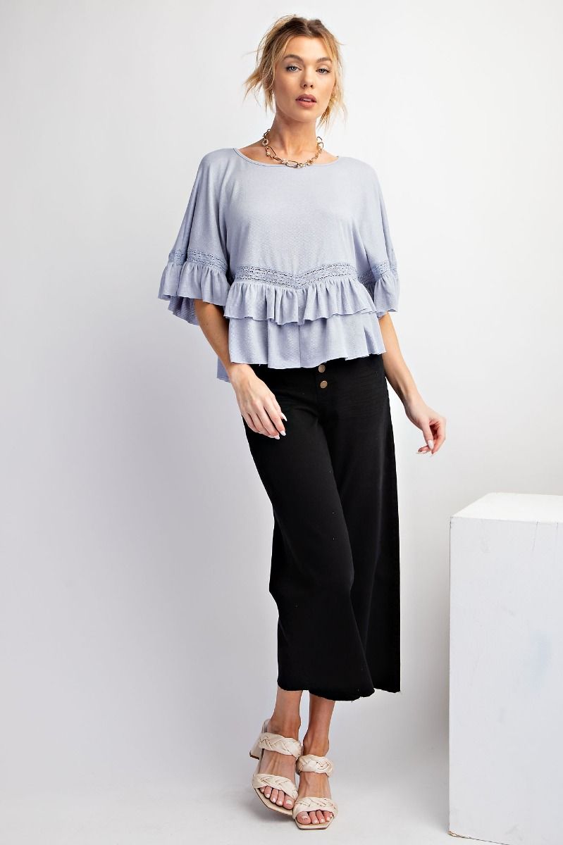 Cascade Charm Ruffle Top | Baby Blue