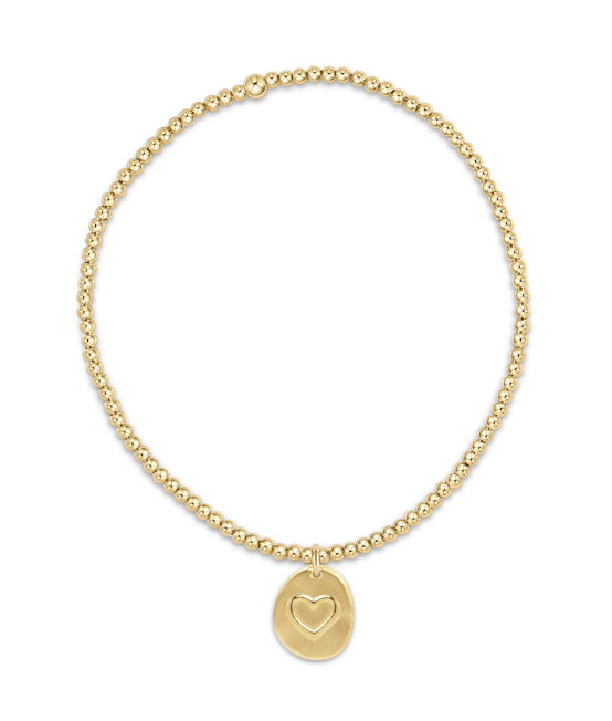 Classic Gold 2mm Bead Bracelet - Inspire Love Small Charm