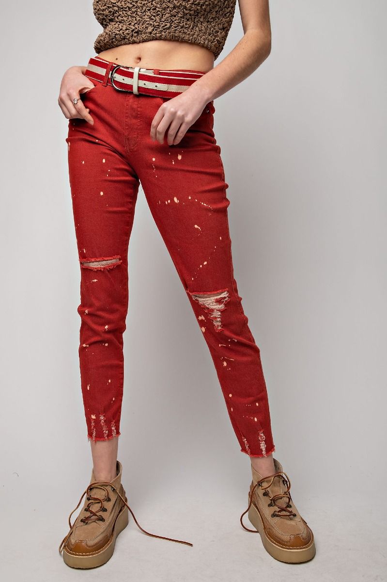 Canvas Splatter Twill Pants | Red