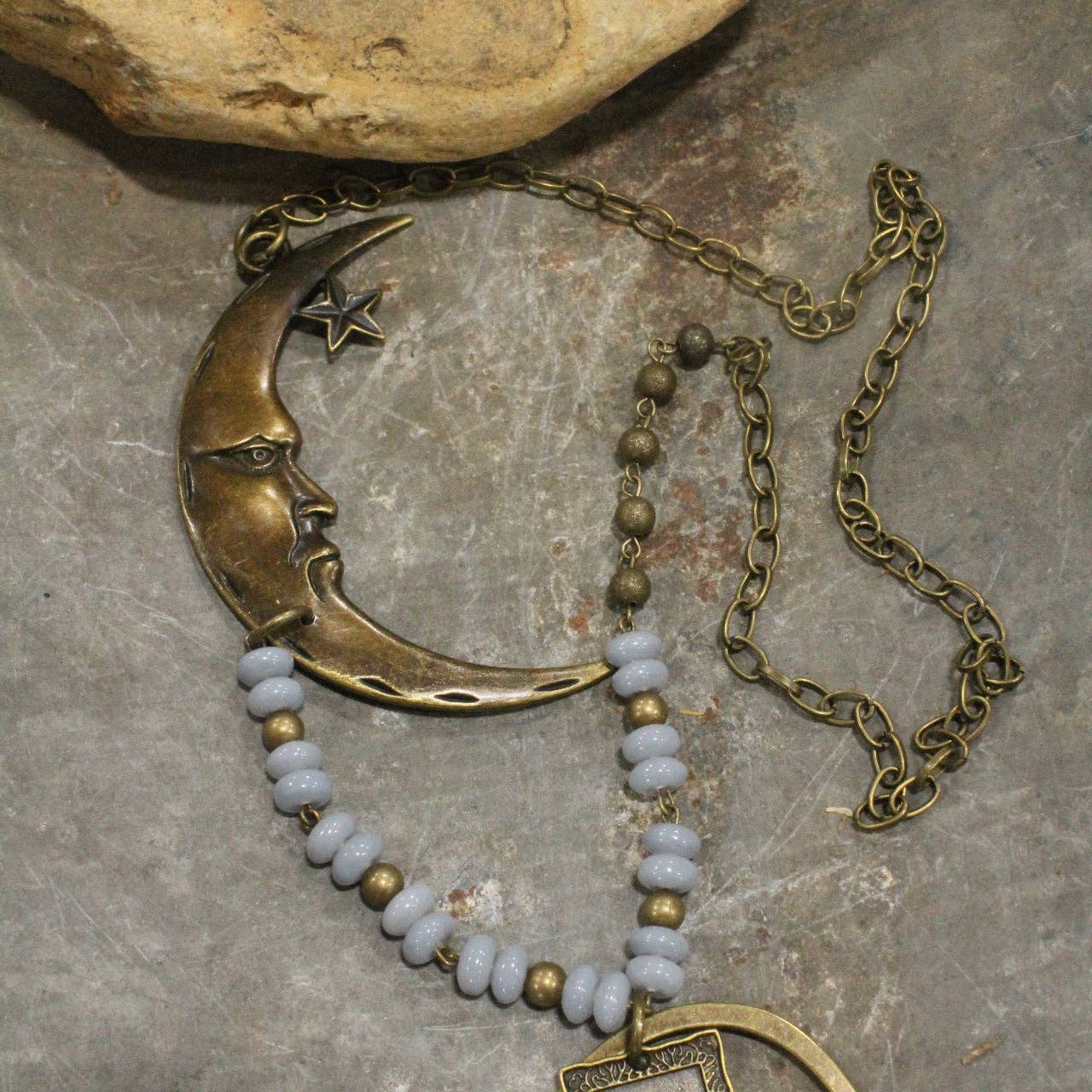 A Moonlit Night Bronze Stone Drop Necklace