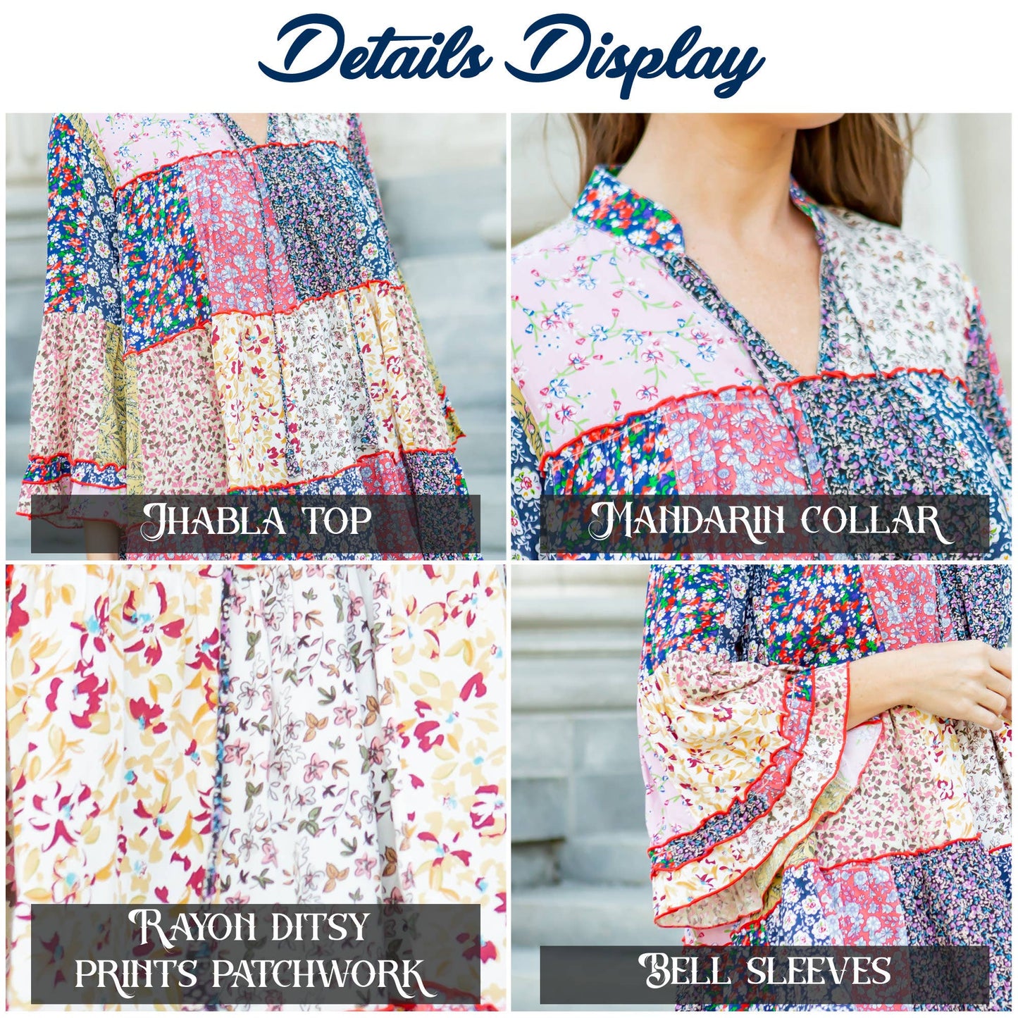 Artisitic Fusion Jhabla Top | Blue Pink