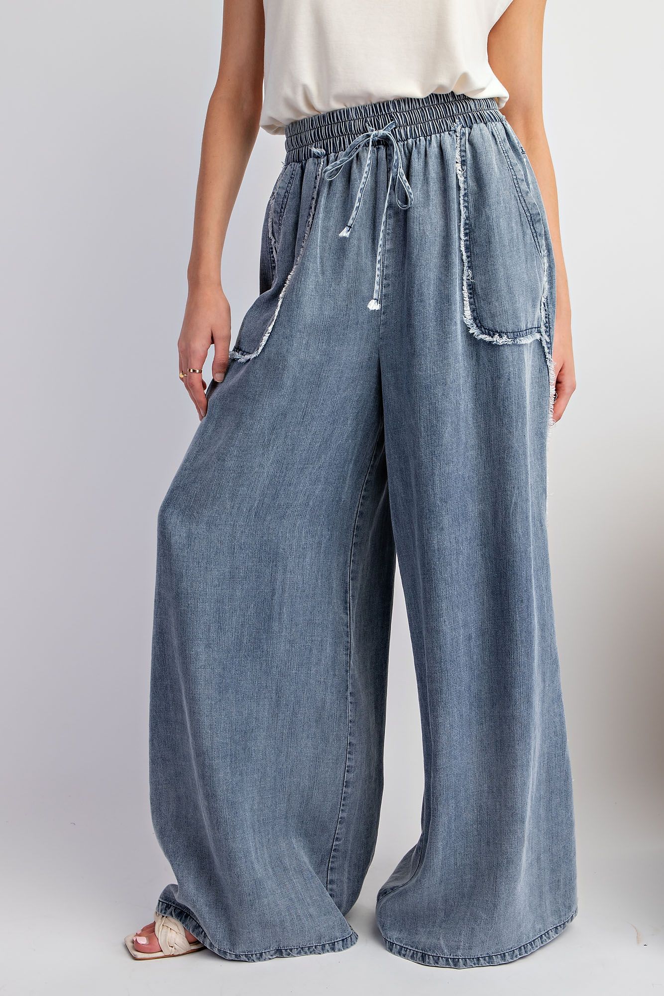 Chambray Comfort Palazzo Pants