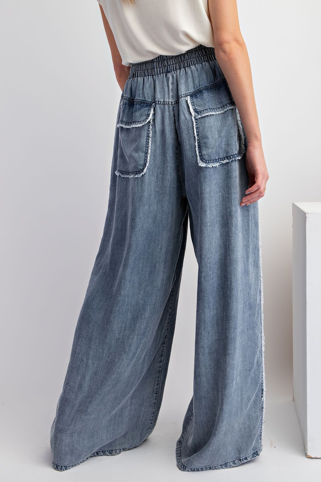 Chambray Comfort Palazzo Pants