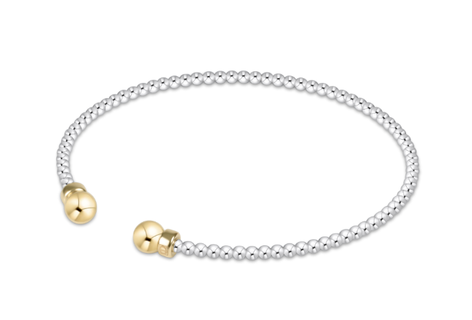 Classic Sterling Mixed Metal 2mm Bead Cuff - Gold