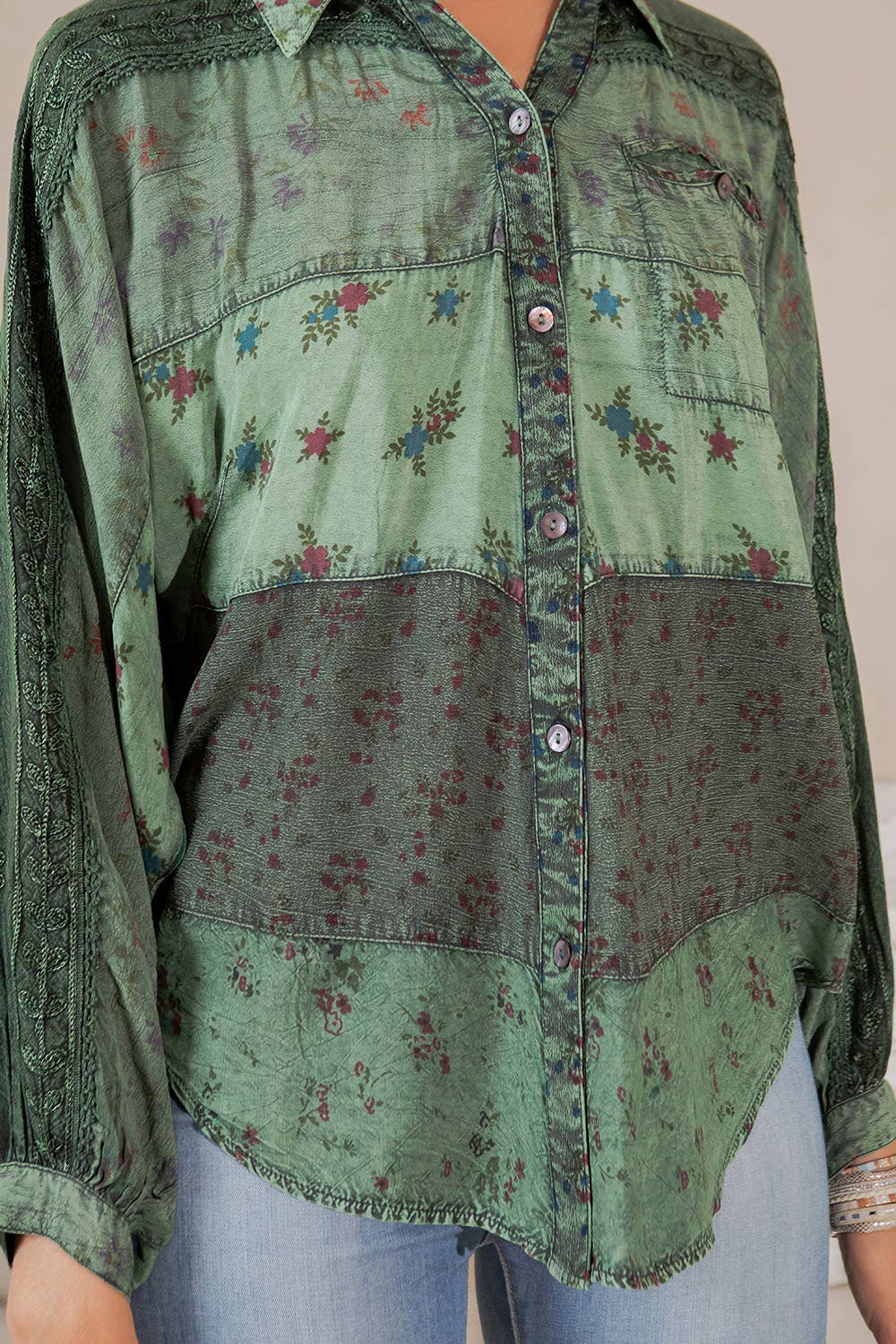 Evergreen Elegance Patchwork Top