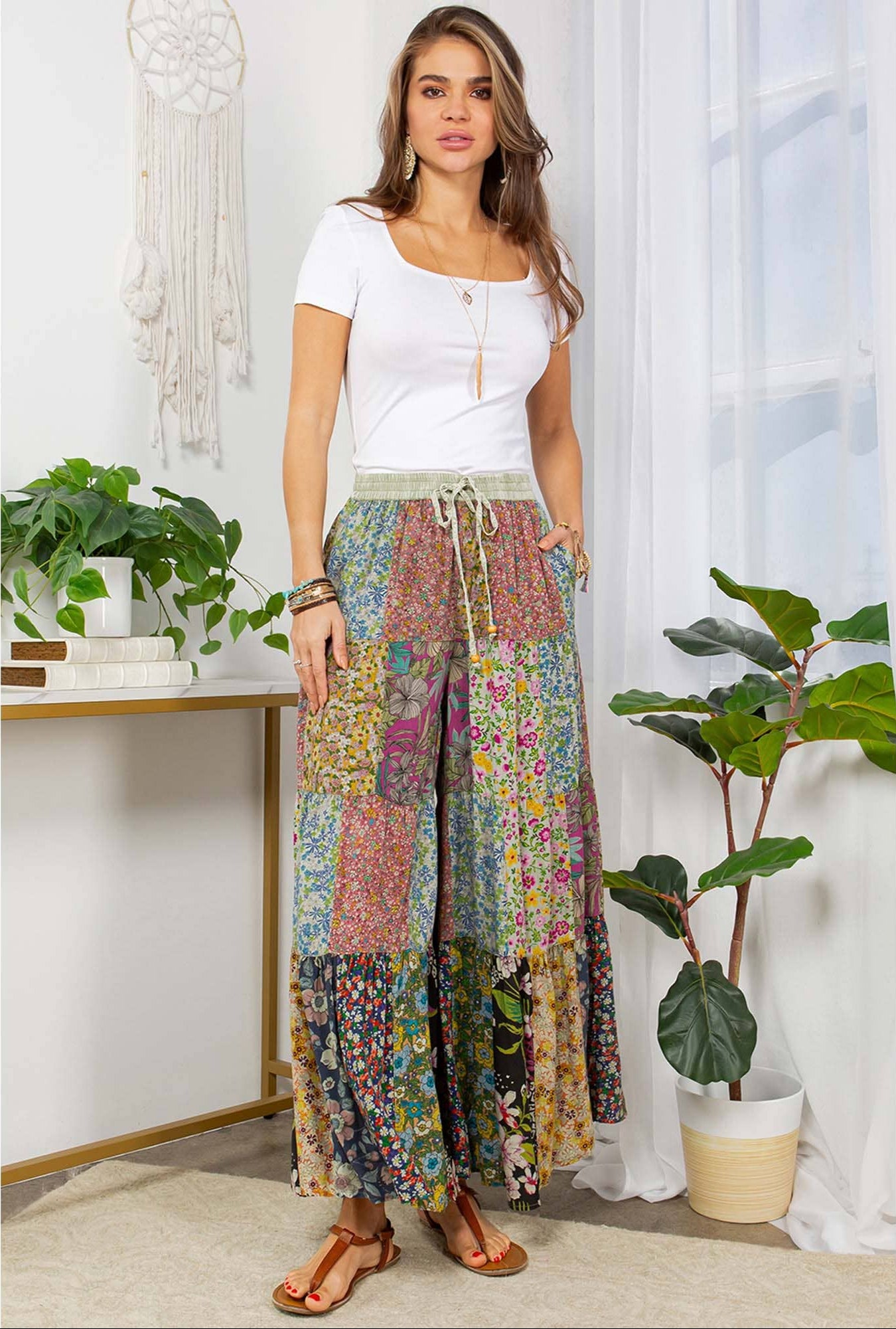 Boho Patchwork Tiered Pants