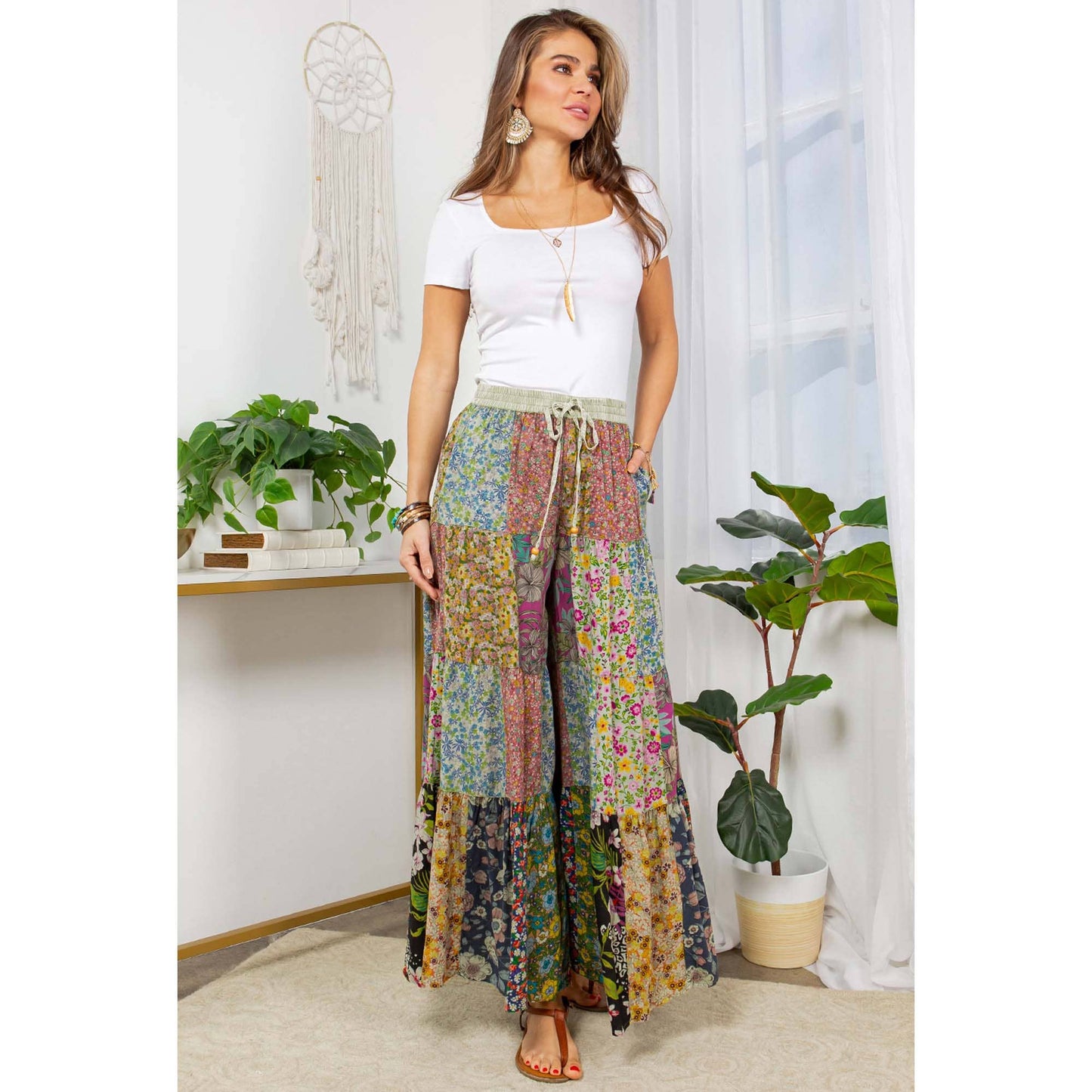 Boho Patchwork Tiered Pants