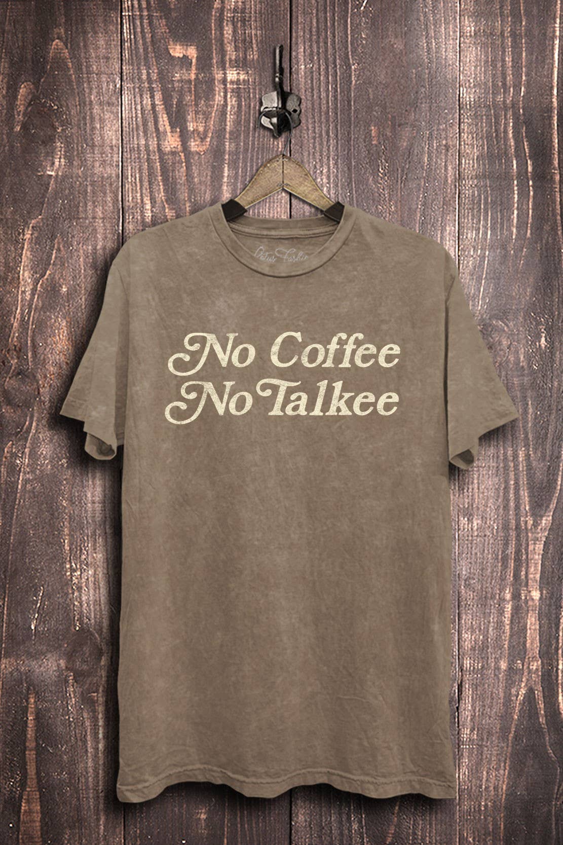 No Coffee No Talkee Graphic Tee | Mocha Mineral Wash